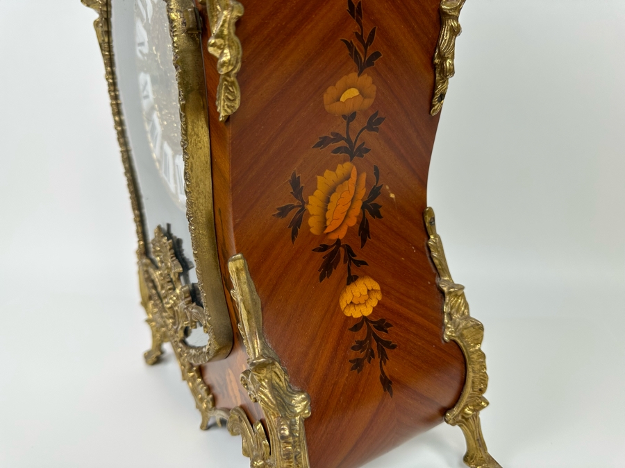 Inlaid Wooden Italian Case Pendulum Clock With FHS Germany Movement 12W X 6D X 22H Working [Photo 10]