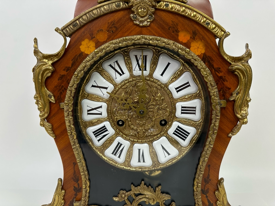 Inlaid Wooden Italian Case Pendulum Clock With FHS Germany Movement 12W X 6D X 22H Working [Photo 5]