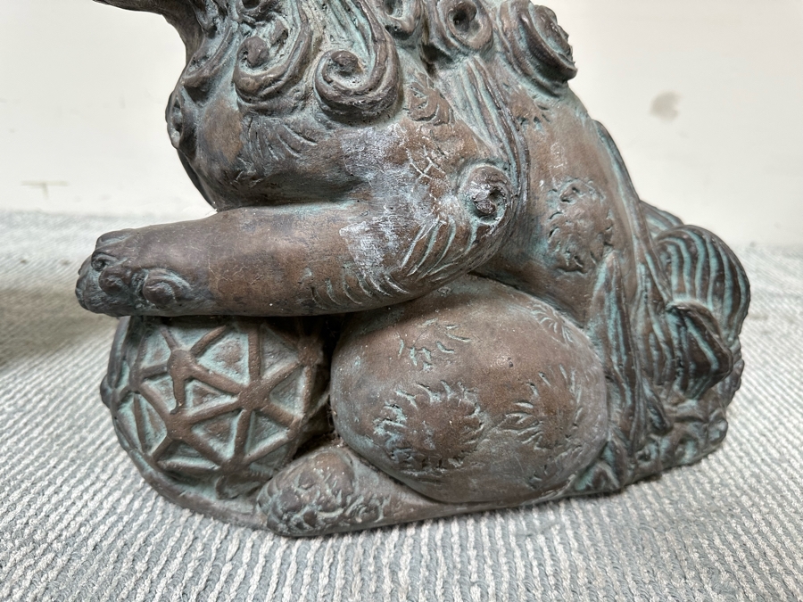 Pair Of Signed Mid-Century Foo Dogs Garden Statuary 16W X 11D X 16H [Photo 6]