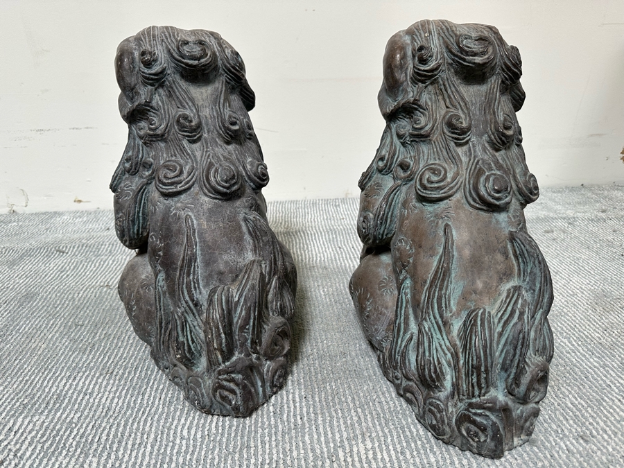 Pair Of Signed Mid-Century Foo Dogs Garden Statuary 16W X 11D X 16H [Photo 14]