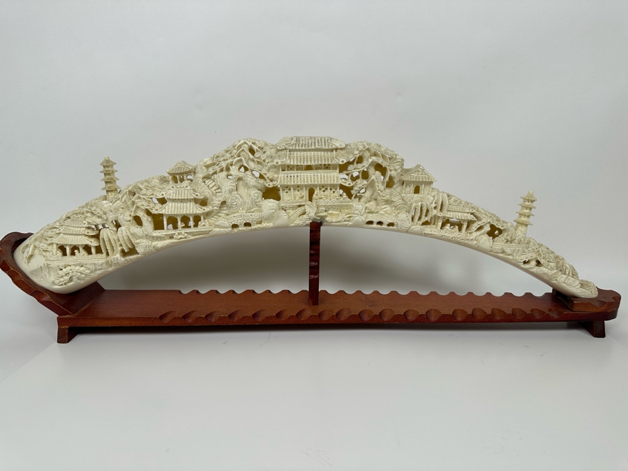 Faux Ivory Resin Decorative Sculpture 31W X 4D X 10H [Photo 12]