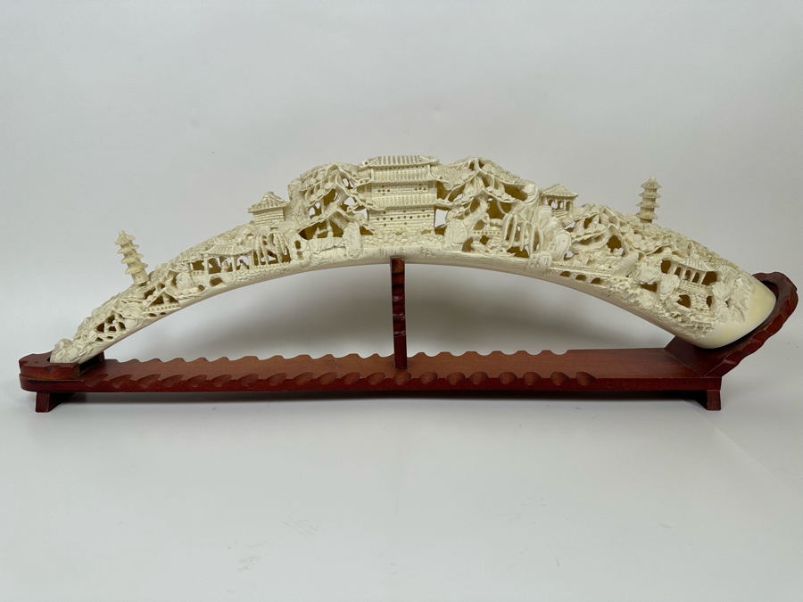 Faux Ivory Resin Decorative Sculpture 31W X 4D X 10H [Photo 2]