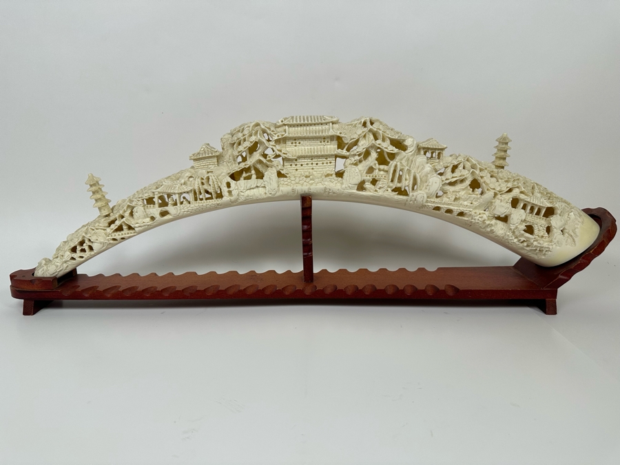 Faux Ivory Resin Decorative Sculpture 31W X 4D X 10H [Photo 3]
