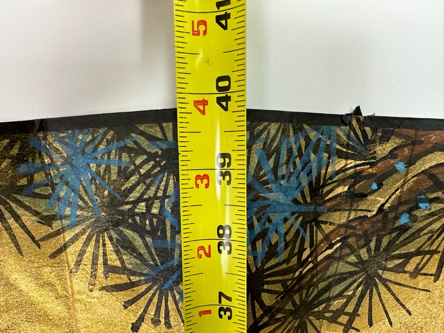 Vintage Signed Chinese Hand Painted Fan With Red-crowned Cranes 70W X 40H [Photo 7]