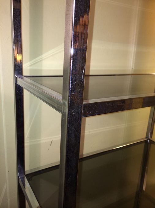 Modern Chrome Bookshelf w/ Glass Shelves [Photo 2]