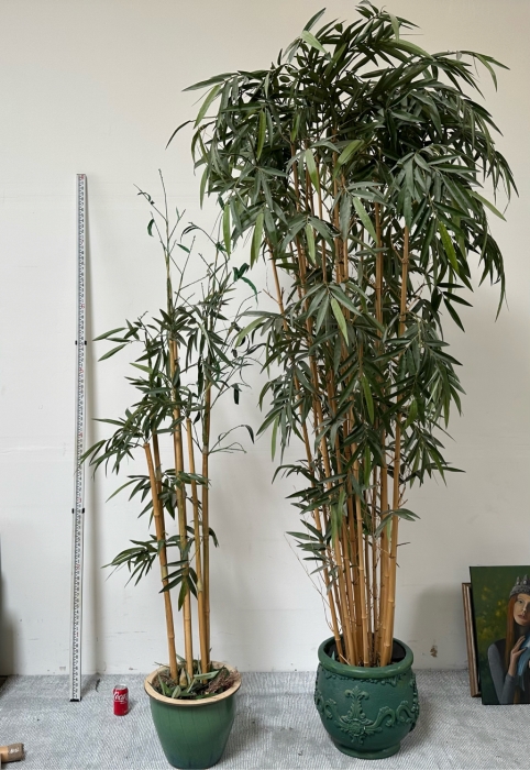 Pair Of Indoor Artificial Silk Bamboo Plants 90'H And 100'H [Photo 1]
