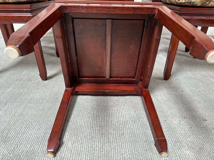 Vintage Chinese Rosewood Dining Table 44W X 80L (With Two Leaves Attached 18'L Each) And Six Chairs [Photo 19]