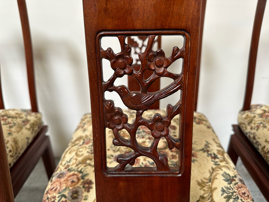 Vintage Chinese Rosewood Dining Table 44W X 80L (With Two Leaves Attached 18'L Each) And Six Chairs [Photo 16]