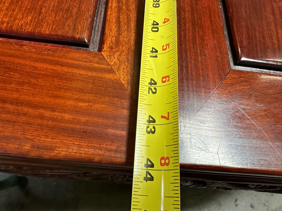 Vintage Chinese Rosewood Dining Table 44W X 80L (With Two Leaves Attached 18'L Each) And Six Chairs [Photo 21]