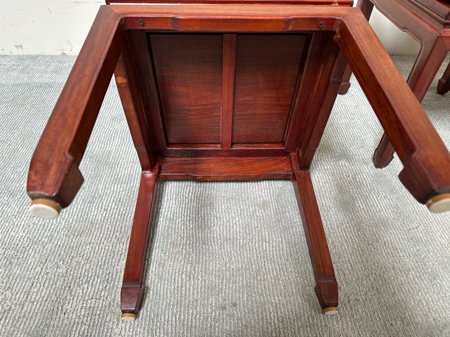 Vintage Chinese Rosewood Dining Table 44W X 80L (With Two Leaves Attached 18'L Each) And Six Chairs [Photo 20]