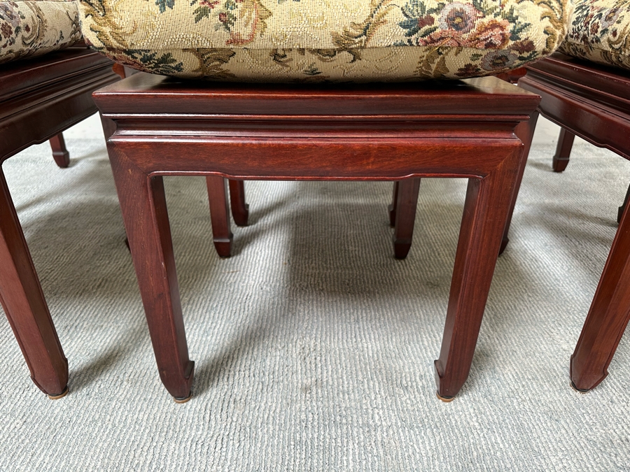 Vintage Chinese Rosewood Dining Table 44W X 80L (With Two Leaves Attached 18'L Each) And Six Chairs [Photo 15]
