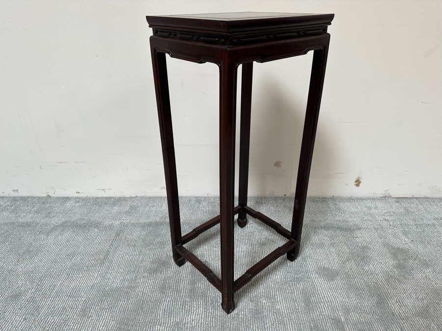 Chinese Wooden Fern Sculpture Stand For Arkraft Made In Hong Kong 16W X 13D X 36H [Photo 7]