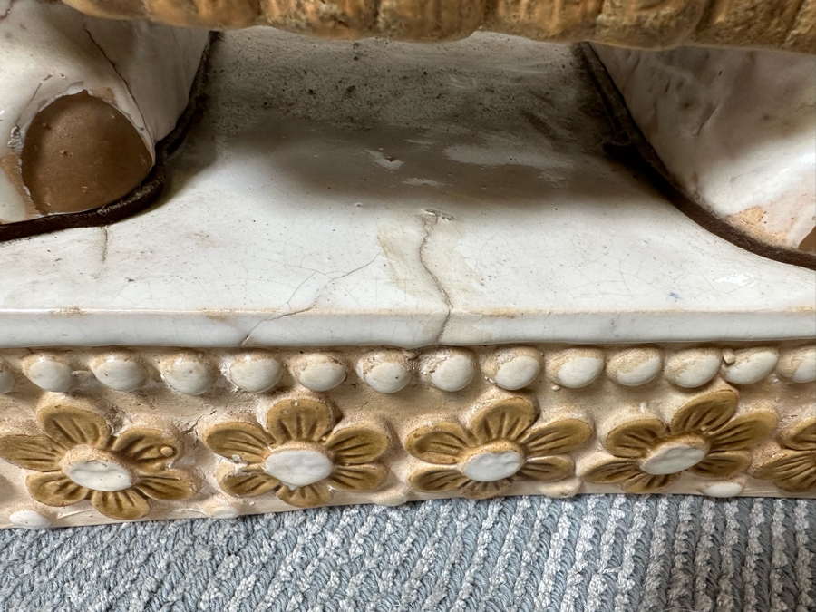 Pair Of Vintage White & Gold Elephant Garden Seats Plant Stands 15.5W X 8D X 17H [Photo 11]