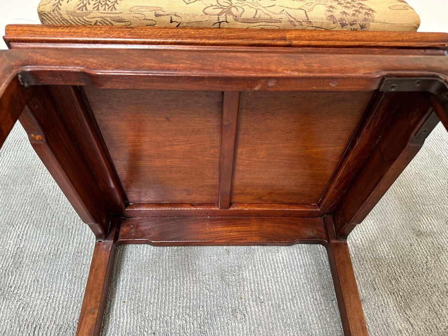 Pair Of Vintage Chinese Hardwood Armchairs With Cushions [Photo 11]