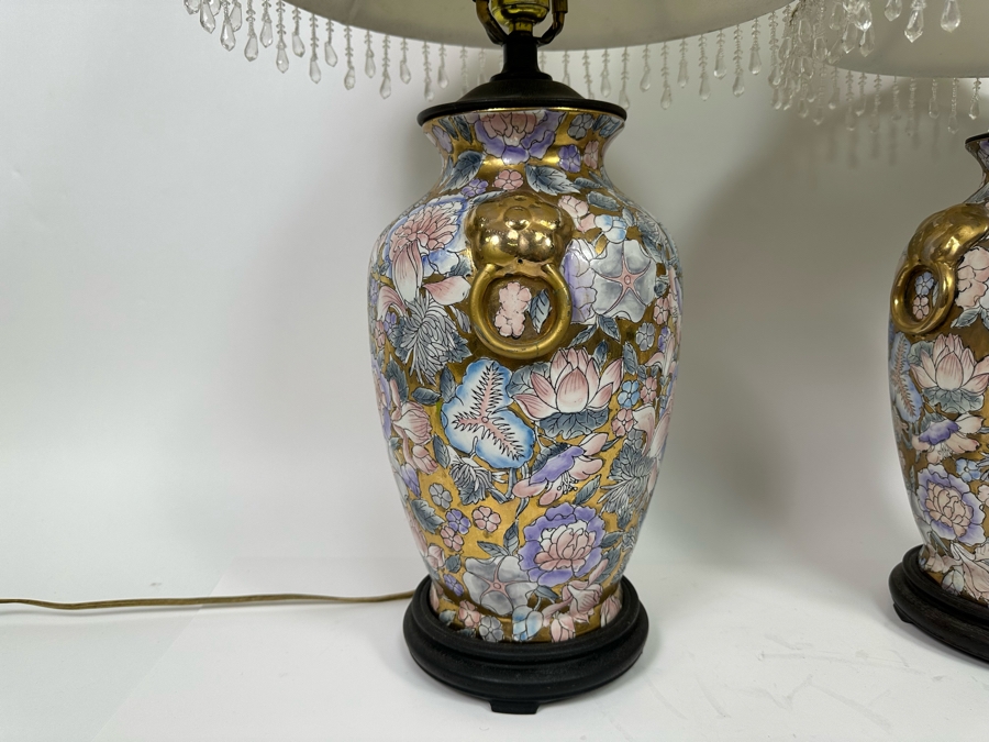 Pair Of Hand Painted Asian Table Lamps 27H [Photo 7]