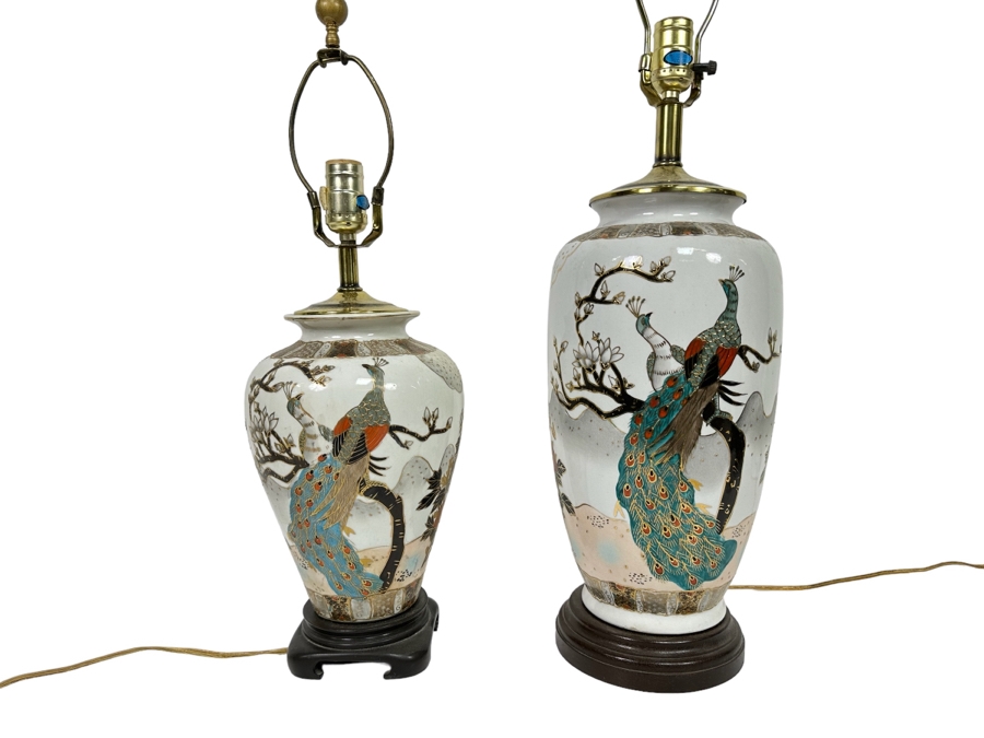 Pair Of Hand Painted Table Lamps 29H And 22H [Photo 1]