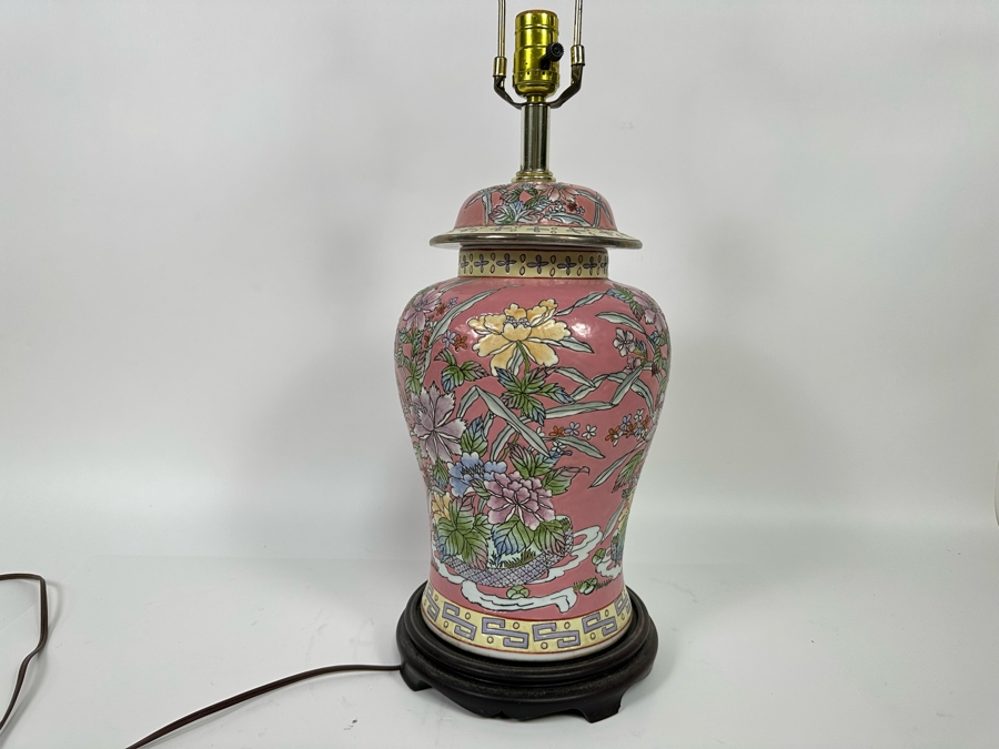 Vintage Hand Painted Porcelain Lamp No Shade 27H [Photo 2]