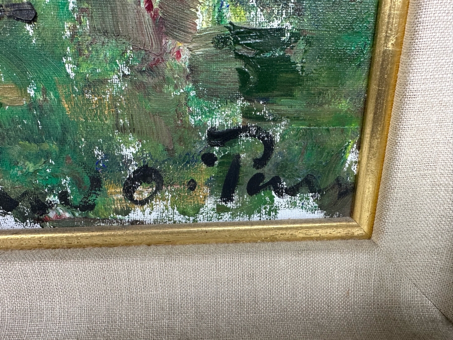 Original Mid-Century Painting From Paris Signed Signature Illegible On Canvas 24 X 30 Framed 32 X 38 Certificate Of Authenticity On Back From Collier Art Corporation [Photo 11]