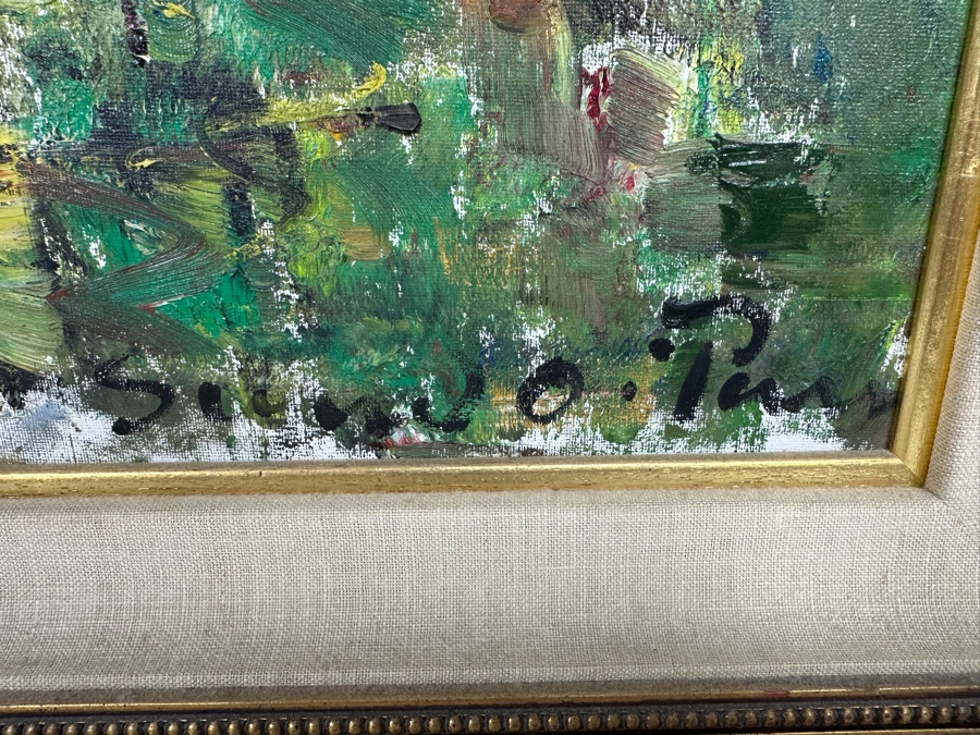 Original Mid-Century Painting From Paris Signed Signature Illegible On Canvas 24 X 30 Framed 32 X 38 Certificate Of Authenticity On Back From Collier Art Corporation [Photo 9]