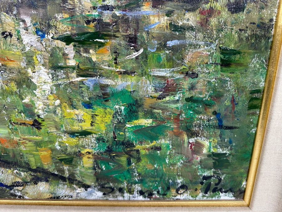 Original Mid-Century Painting From Paris Signed Signature Illegible On Canvas 24 X 30 Framed 32 X 38 Certificate Of Authenticity On Back From Collier Art Corporation [Photo 8]