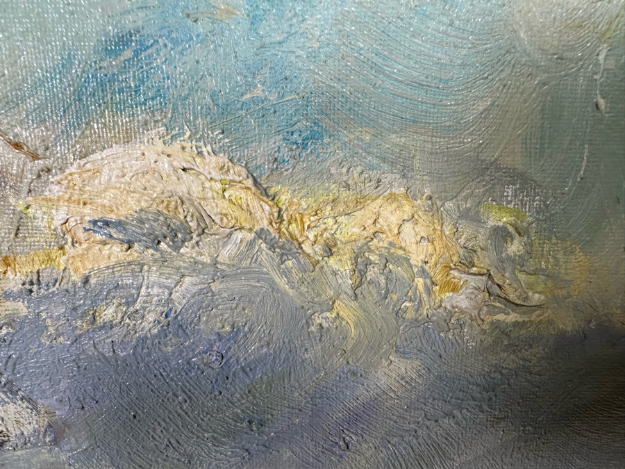 Original Mid-Century Painting From Paris Signed Signature Illegible On Canvas 24 X 30 Framed 32 X 38 Certificate Of Authenticity On Back From Collier Art Corporation [Photo 12]