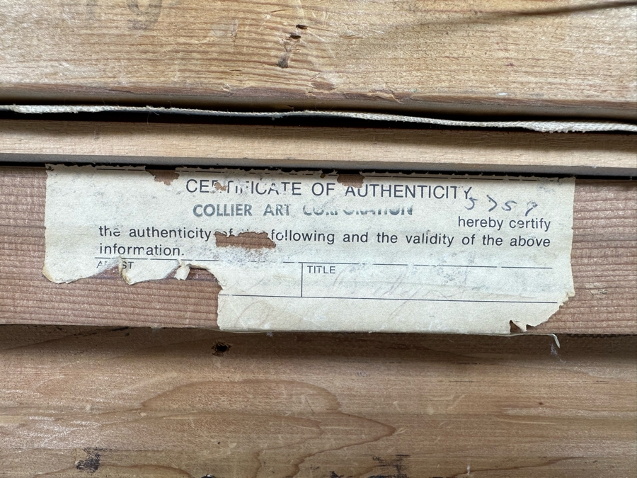 Original Mid-Century Painting From Paris Signed Signature Illegible On Canvas 24 X 30 Framed 32 X 38 Certificate Of Authenticity On Back From Collier Art Corporation [Photo 14]