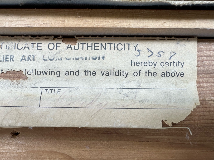Original Mid-Century Painting From Paris Signed Signature Illegible On Canvas 24 X 30 Framed 32 X 38 Certificate Of Authenticity On Back From Collier Art Corporation [Photo 15]