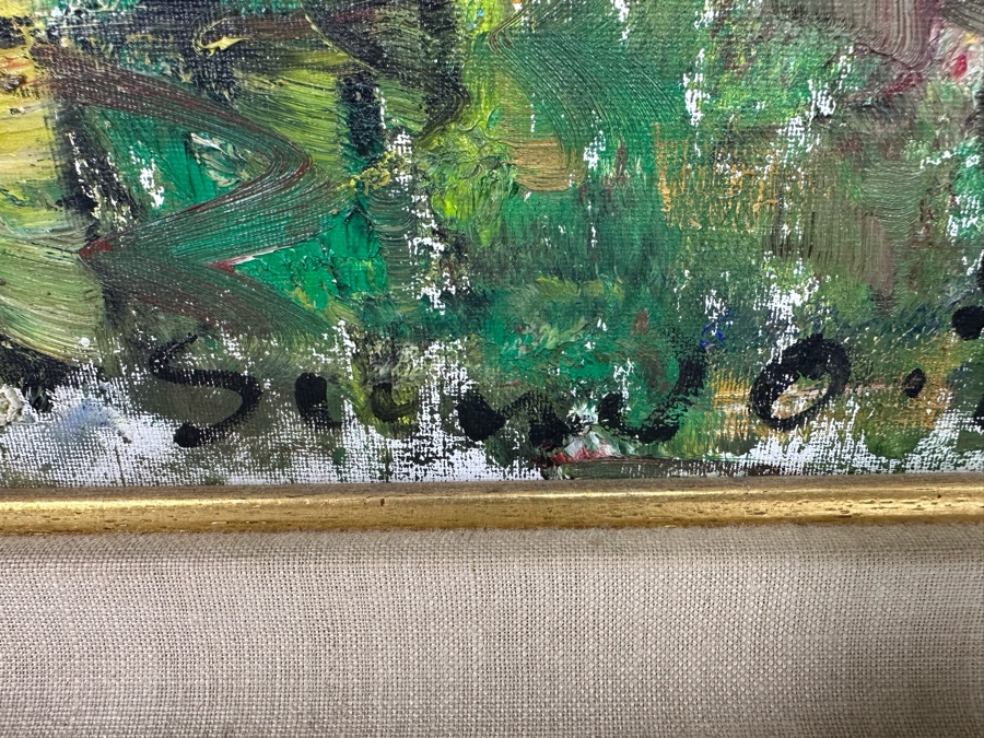 Original Mid-Century Painting From Paris Signed Signature Illegible On Canvas 24 X 30 Framed 32 X 38 Certificate Of Authenticity On Back From Collier Art Corporation [Photo 10]