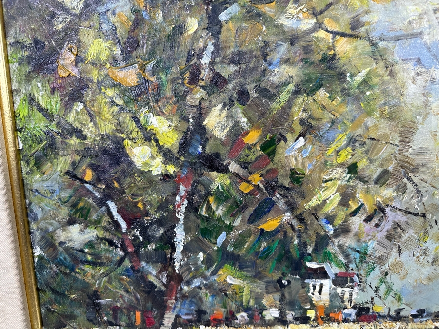 Original Mid-Century Painting From Paris Signed Signature Illegible On Canvas 24 X 30 Framed 32 X 38 Certificate Of Authenticity On Back From Collier Art Corporation [Photo 5]