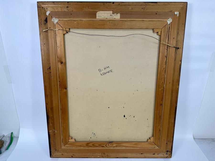 Original Mid-Century Painting From Paris Signed Signature Illegible On Canvas 24 X 30 Framed 32 X 38 Certificate Of Authenticity On Back From Collier Art Corporation [Photo 13]