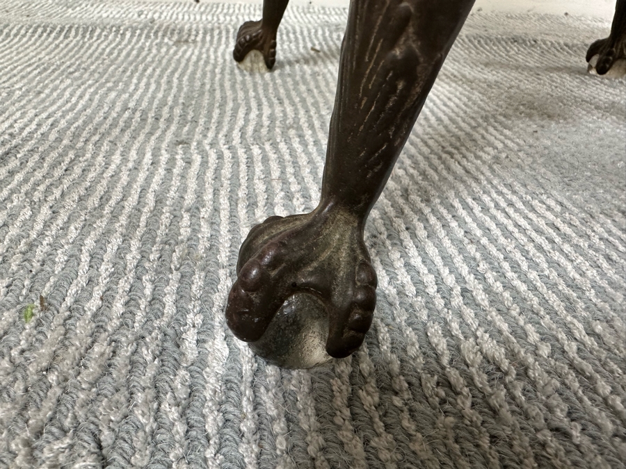 Antique Piano Stool With Glass Ball And Brass Claw Feet 14R X 19H [Photo 5]
