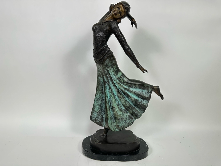 Bronze Sculpture Of Dancing Lady Signed Chicerow 10W X 23H [Photo 2]