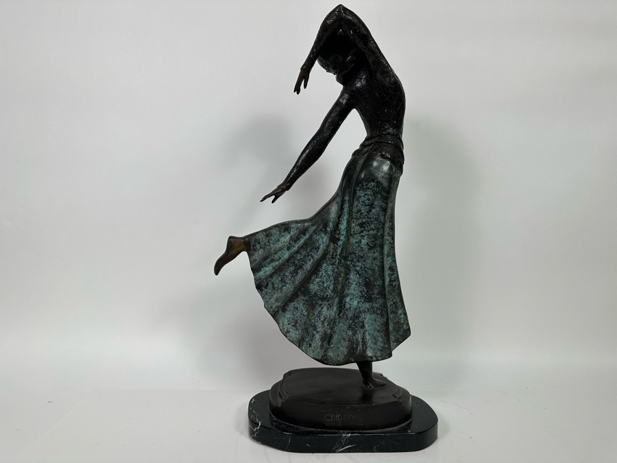 Bronze Sculpture Of Dancing Lady Signed Chicerow 10W X 23H [Photo 7]