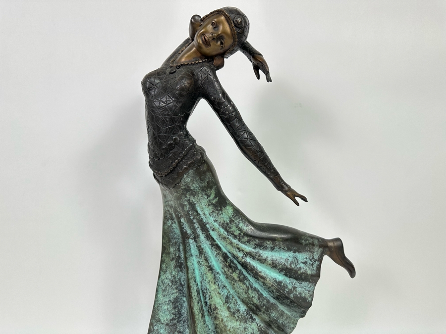 Bronze Sculpture Of Dancing Lady Signed Chicerow 10W X 23H [Photo 5]