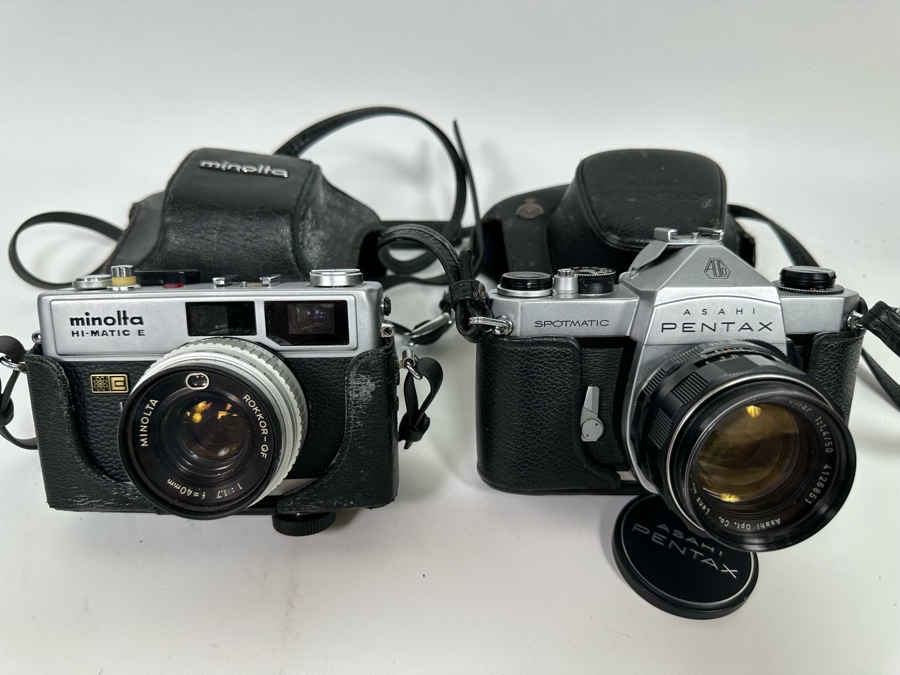 Minolta Hi-Matic E And Pentax Asahi Spotmatic Film Cameras [Photo 3]