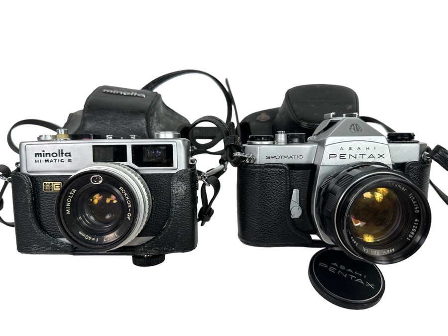 Minolta Hi-Matic E And Pentax Asahi Spotmatic Film Cameras [Photo 1]