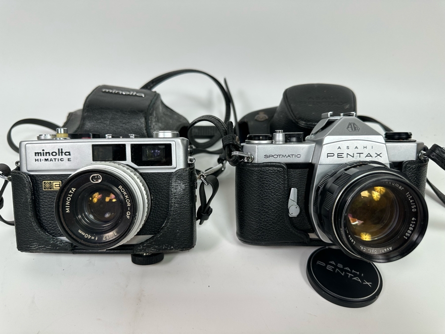 Minolta Hi-Matic E And Pentax Asahi Spotmatic Film Cameras [Photo 2]