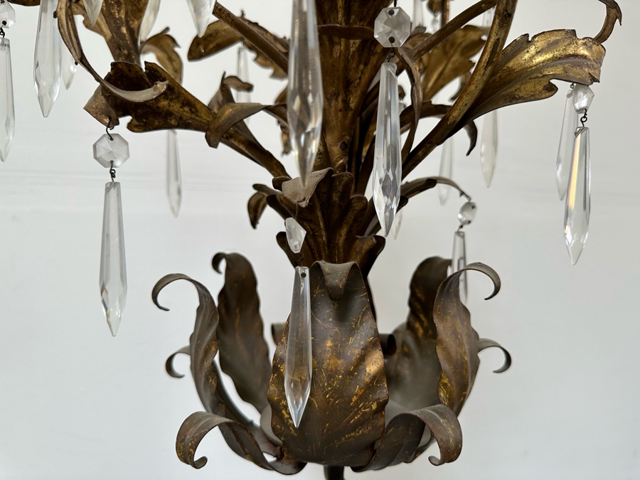 Impressive Vintage Bronze Figural Lady Holding A Chandelier Standing Torchiere Floor Lamp 69'H [Photo 15]