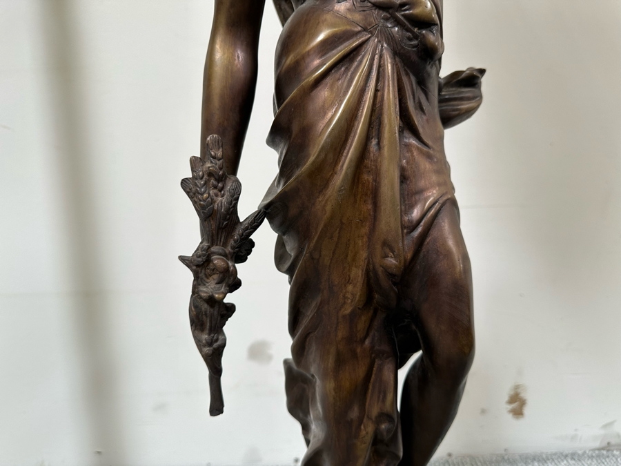 Impressive Vintage Bronze Figural Lady Holding A Chandelier Standing Torchiere Floor Lamp 69'H [Photo 10]