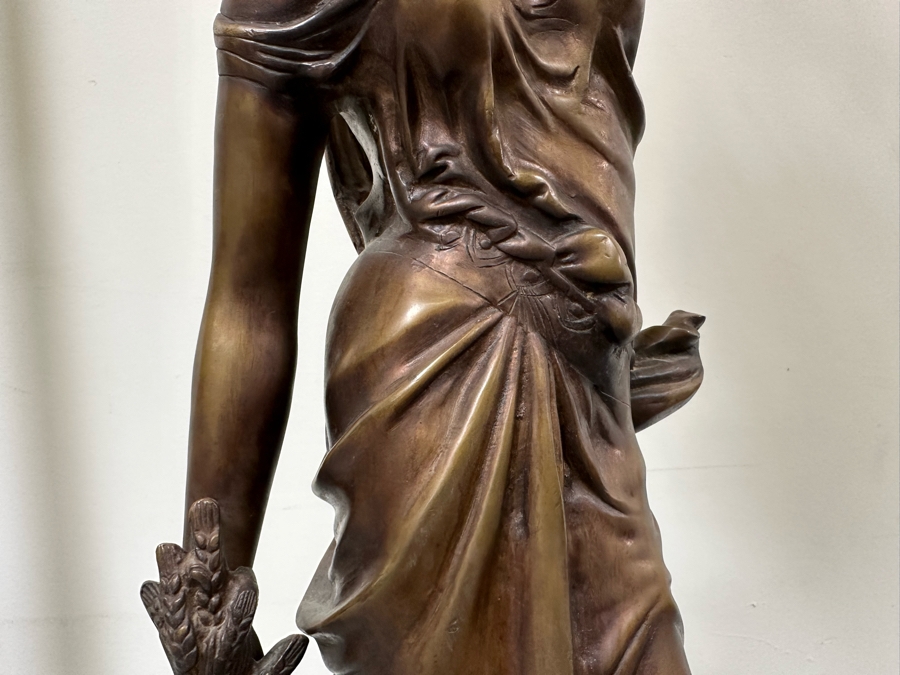 Impressive Vintage Bronze Figural Lady Holding A Chandelier Standing Torchiere Floor Lamp 69'H [Photo 9]