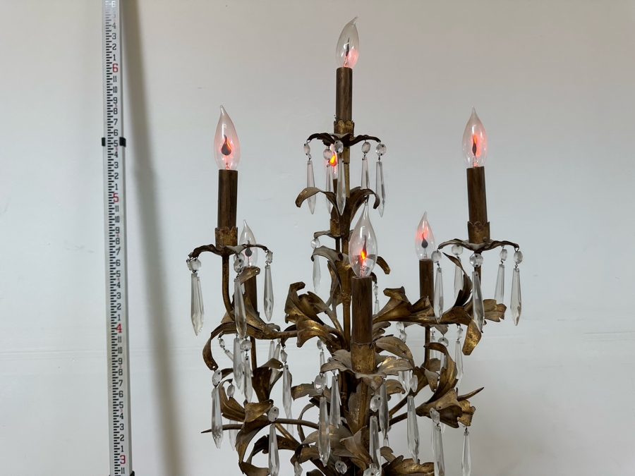 Impressive Vintage Bronze Figural Lady Holding A Chandelier Standing Torchiere Floor Lamp 69'H [Photo 12]