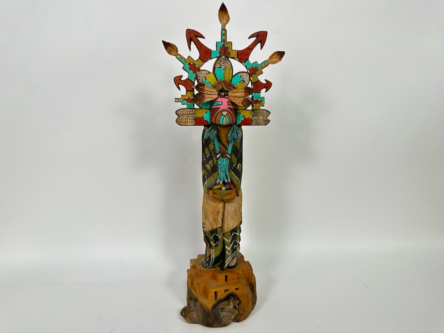 Signed Hand Carved / Hand Painted Hopi Native American Kachina Doll By Harriet Navasie 18.5H [Photo 3]