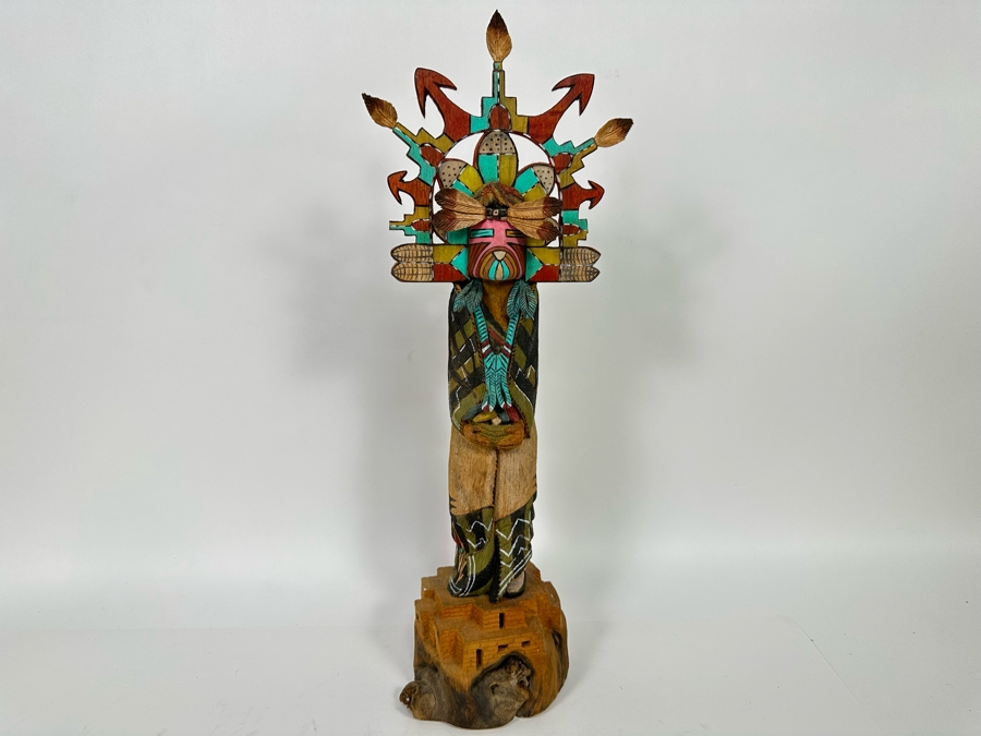 Signed Hand Carved / Hand Painted Hopi Native American Kachina Doll By Harriet Navasie 18.5H [Photo 2]