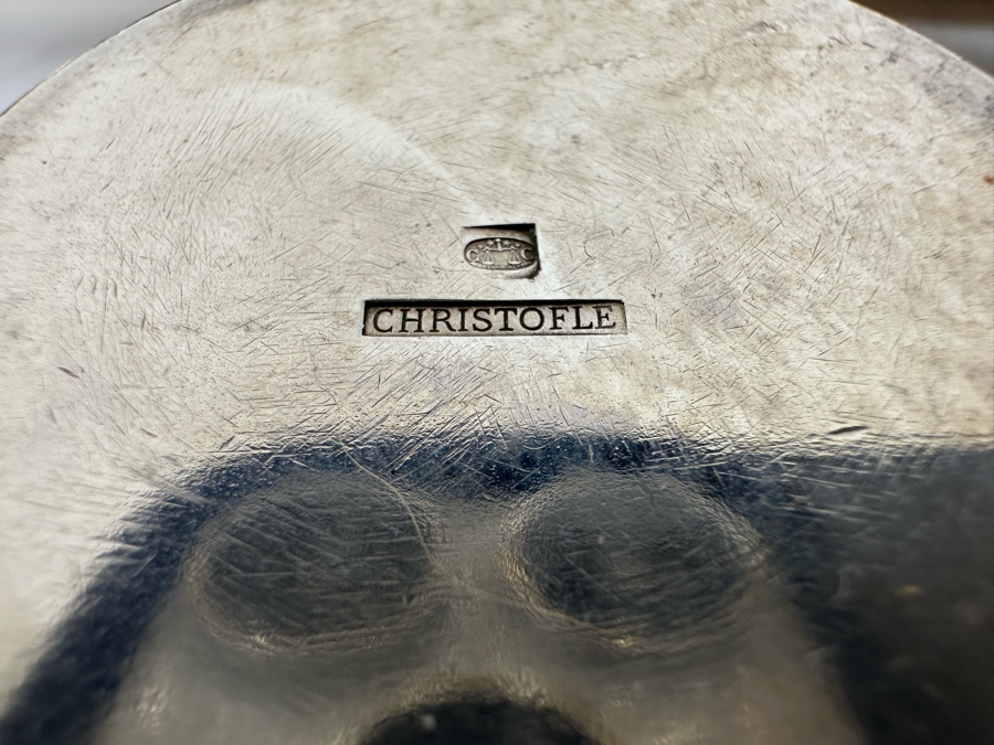 Vintage Set Of Twelve Christofle Silverplate Brandy Warmer Mini Sauce Pans With Handles Barware 2R X 1.25H With Silverplate Serving Tray 16 X 6 [Photo 12]