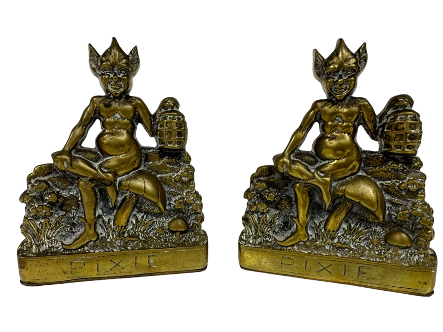 Antique Brass Pixie Bookends 4W X 3D X 5H [Photo 1]