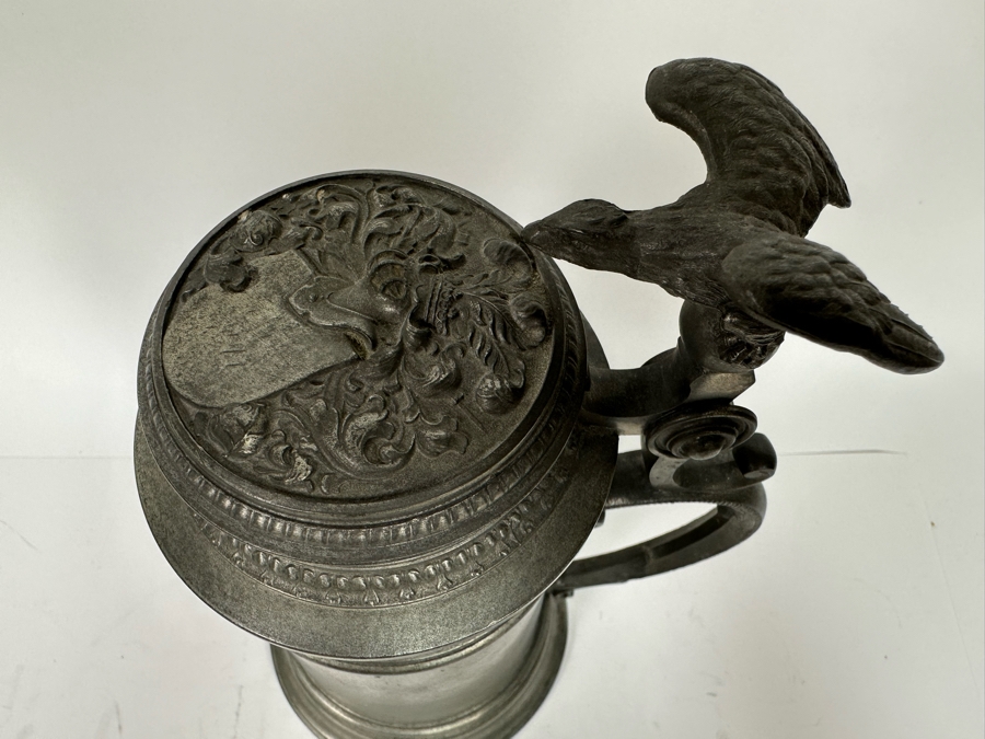 Antique Pewter Ale Tankard With Eagle On Lid 7W X 10.5H [Photo 7]