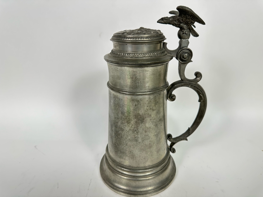Antique Pewter Ale Tankard With Eagle On Lid 7W X 10.5H [Photo 5]