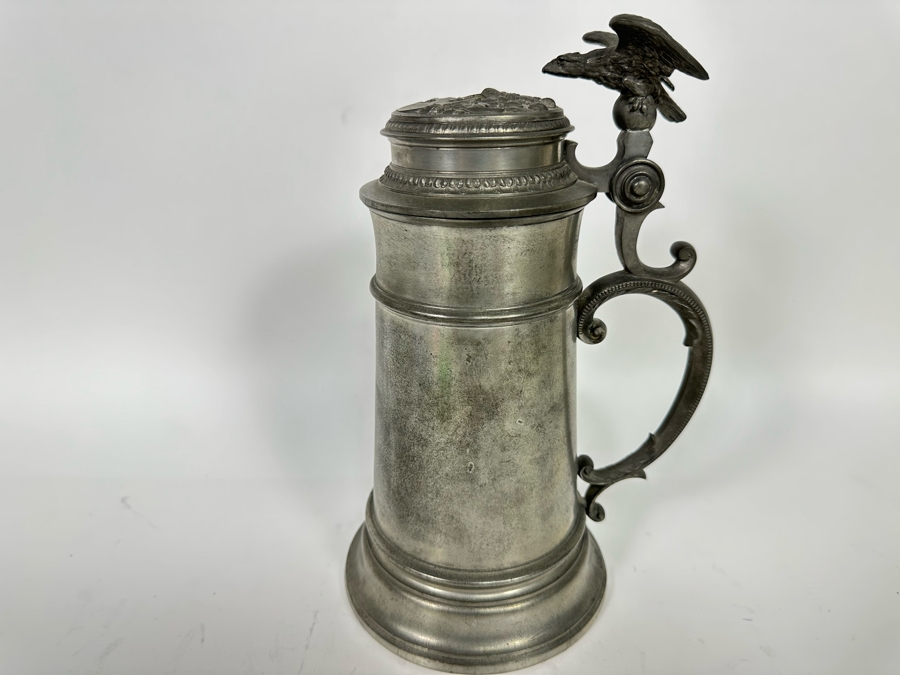 Antique Pewter Ale Tankard With Eagle On Lid 7W X 10.5H [Photo 3]