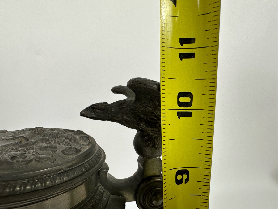 Antique Pewter Ale Tankard With Eagle On Lid 7W X 10.5H [Photo 16]
