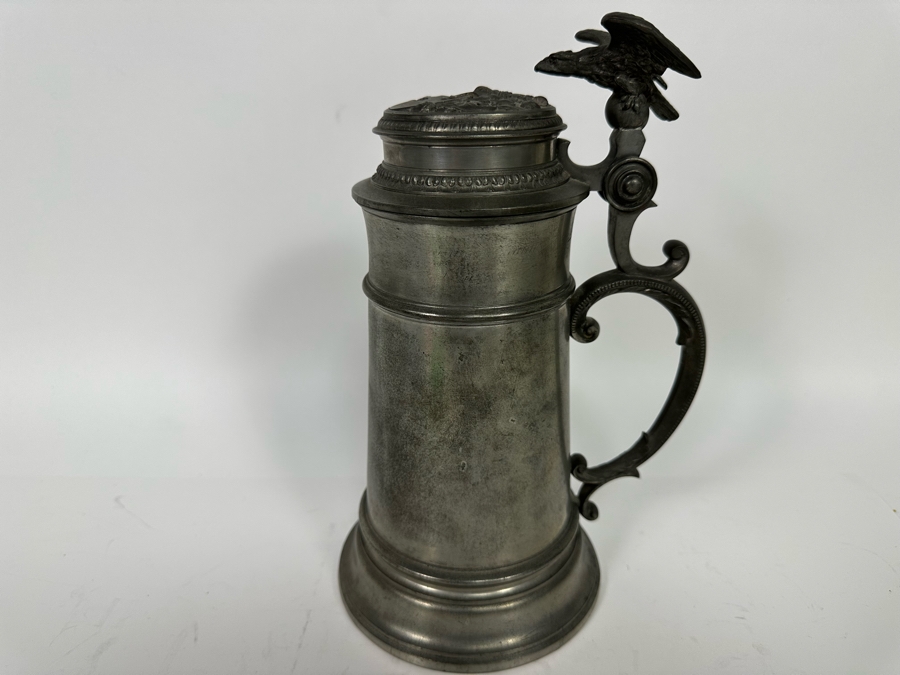 Antique Pewter Ale Tankard With Eagle On Lid 7W X 10.5H [Photo 4]